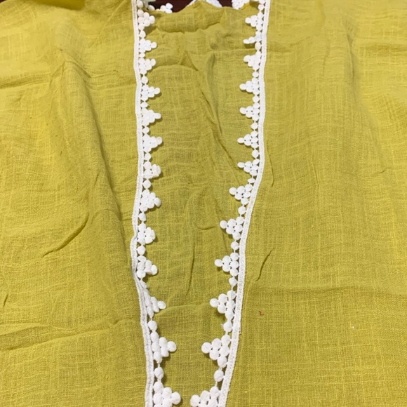 Lime Green Bamboo Cotton Lace Border Kimono - Picture 3 of 4